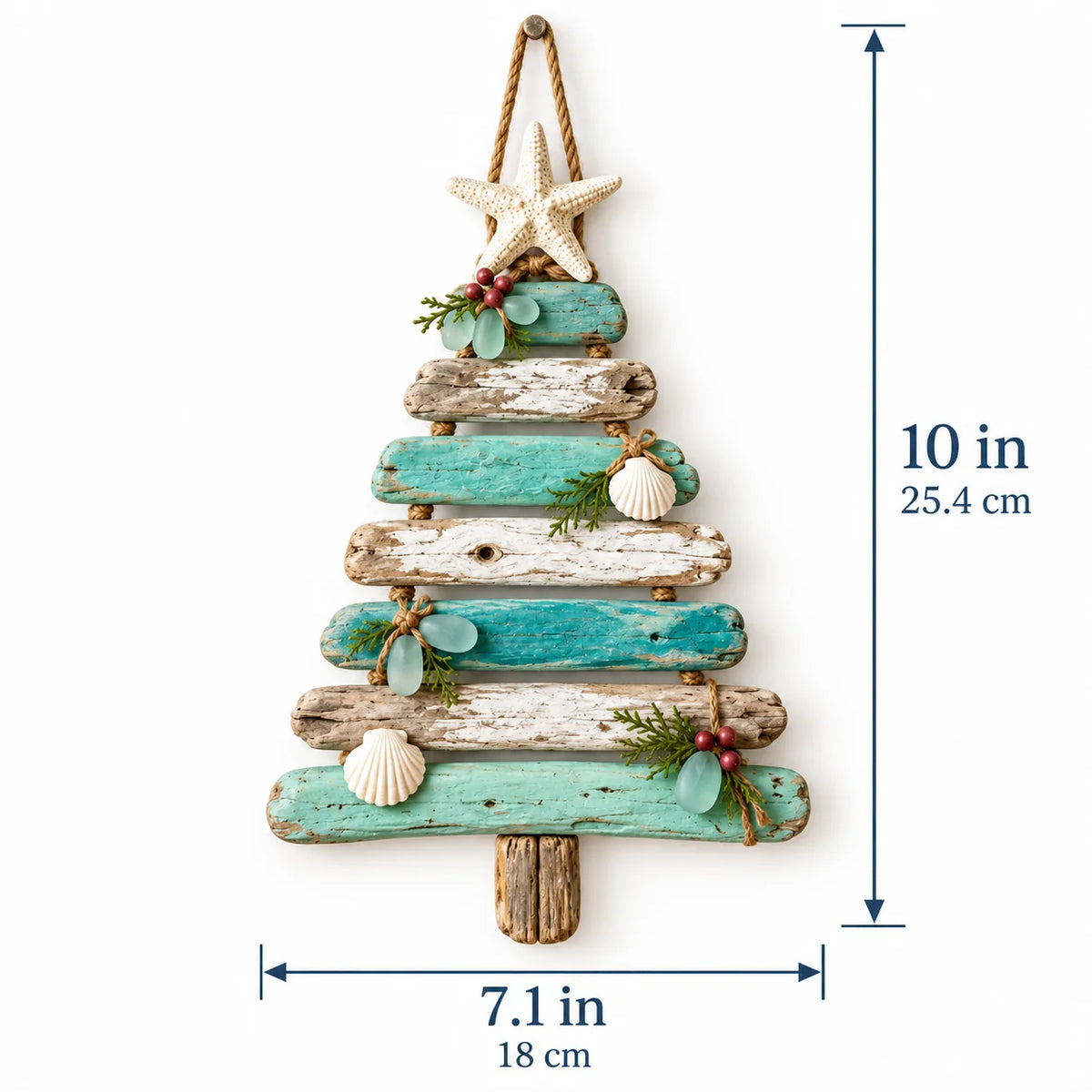 ๐๐ Coastal Christmas Driftwood Tree โ Lighted Beach House Wall Decor