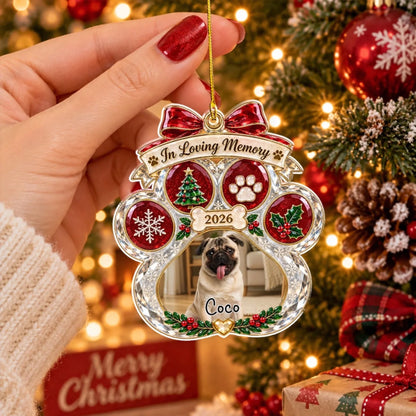 Custom Acrylic Pet Memorial Ornament - Personalized Photo Christmas Keepsake - In Loving Memory